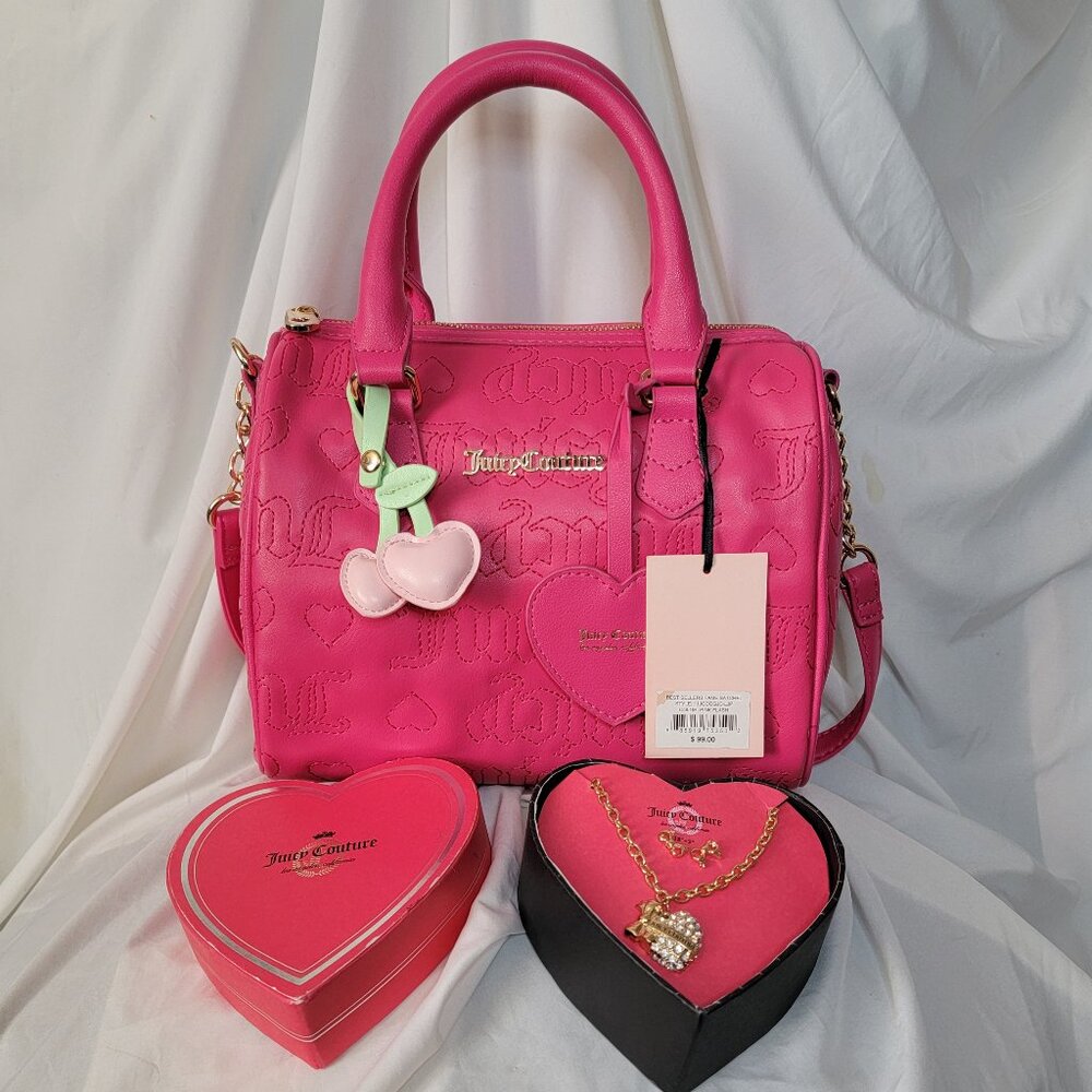 Juicy Couture Fame Satchel & Heart Jewelry Bundle ~ NWT